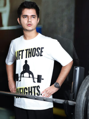 34 Lift Those Weights white oversized Tshirts.