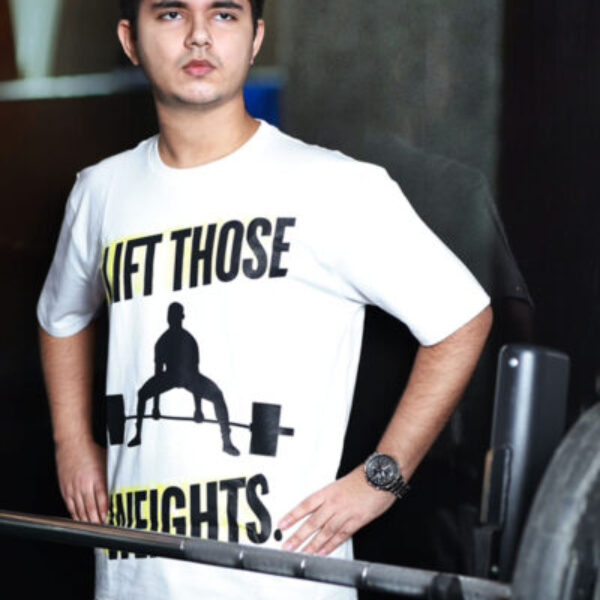 Lift Those Weights white oversized Tshirts.