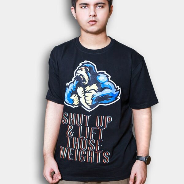 Gorilla Printed Oversized Black Tshirt