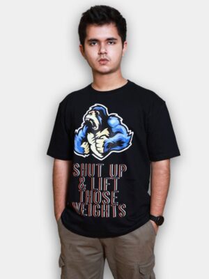 Gorilla Printed Oversized Black Tshirt