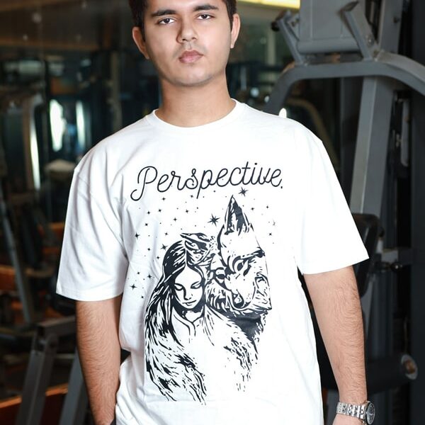 26-min Perspective White Oversized Tshirt for Adults