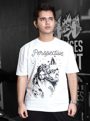 Perspective White Oversized Tshirt for Adults